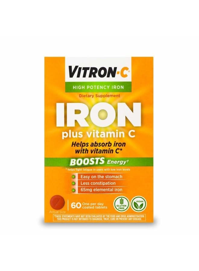 High Potency Iron Supplement with 125 mg Vitamin C, 60 Count