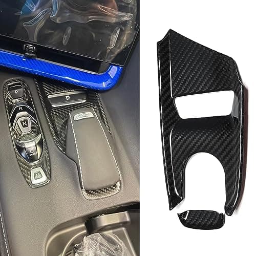 Yipmotiv 2pcs Genuine Carbon Fiber Gear Shift Base Trim for Corvette C8 Z51 Z06 ZR1 Coupe HTC Stingray 2020 2021 2022 2023 2024for C8 Corvette Drive Mode Selector Knob Control Overlay