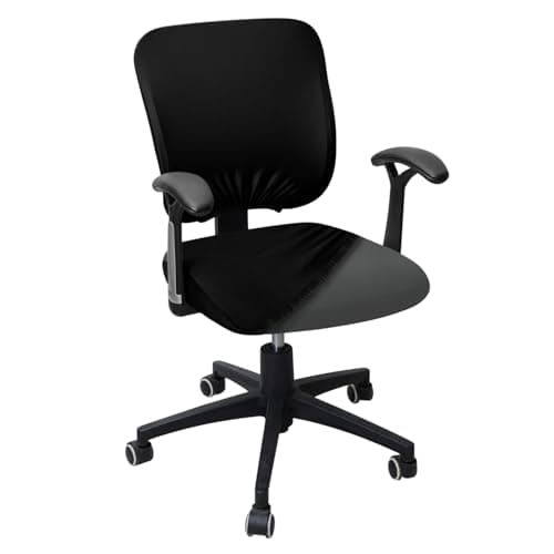 HOKIPO Office Chair Cover for Task Chair – 140 GSM Stretchable Fabric – Anti-Slip & Washable – Fits Small Office Chairs Without Headrest, Jet Black (AR-6203-BLK)