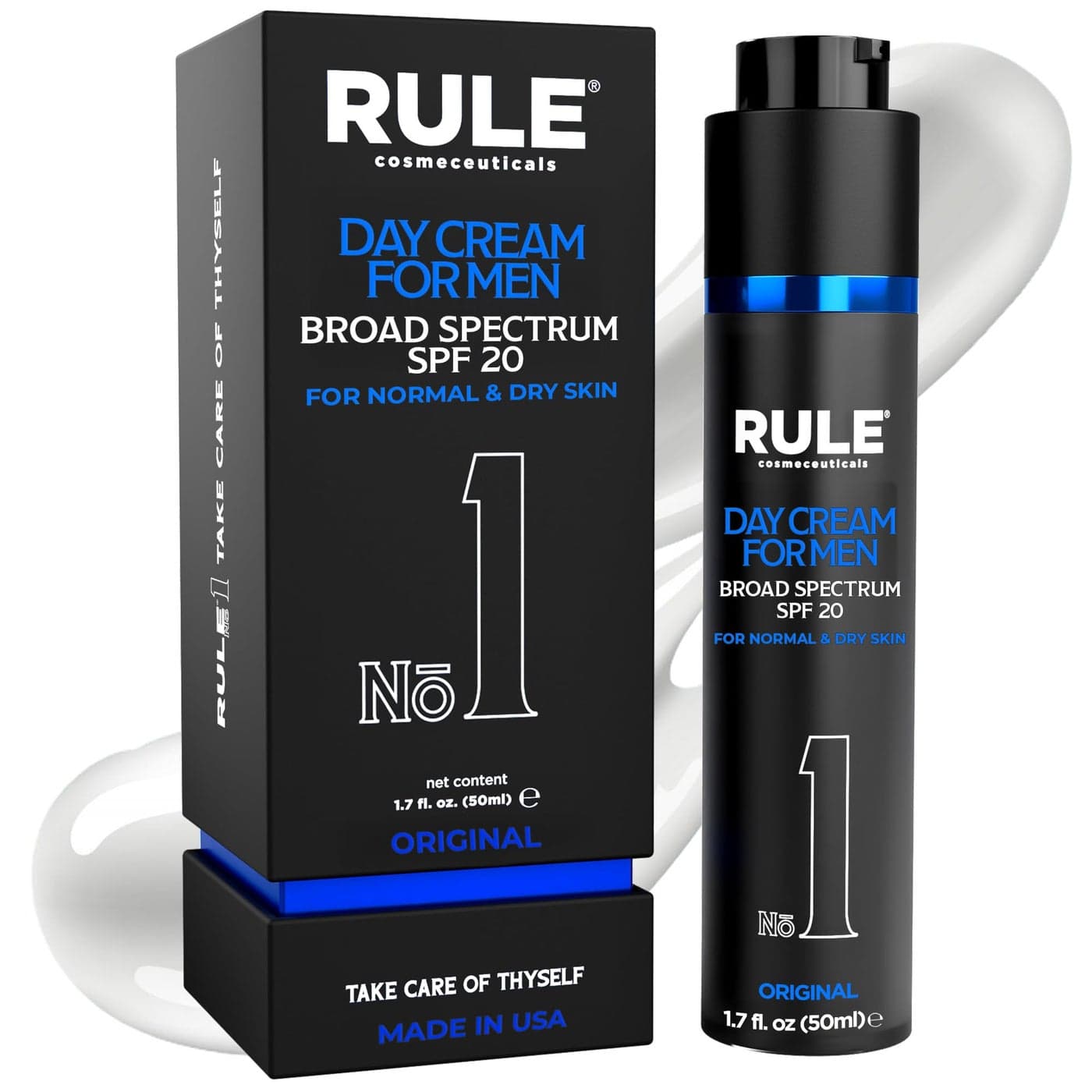 RULE COSMECEUTICALS No1 Day Cream Face Moisturizer for Men SPF 20 10in1 Mens Face Cream Sunscreen for Normal Dry Skin Mens Grooming Collagen Vitamin B C E 50 mL