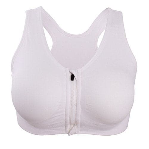 ohlyah Women's Zipper Front Closure Sports Bra Racerback Yoga Bras White XL