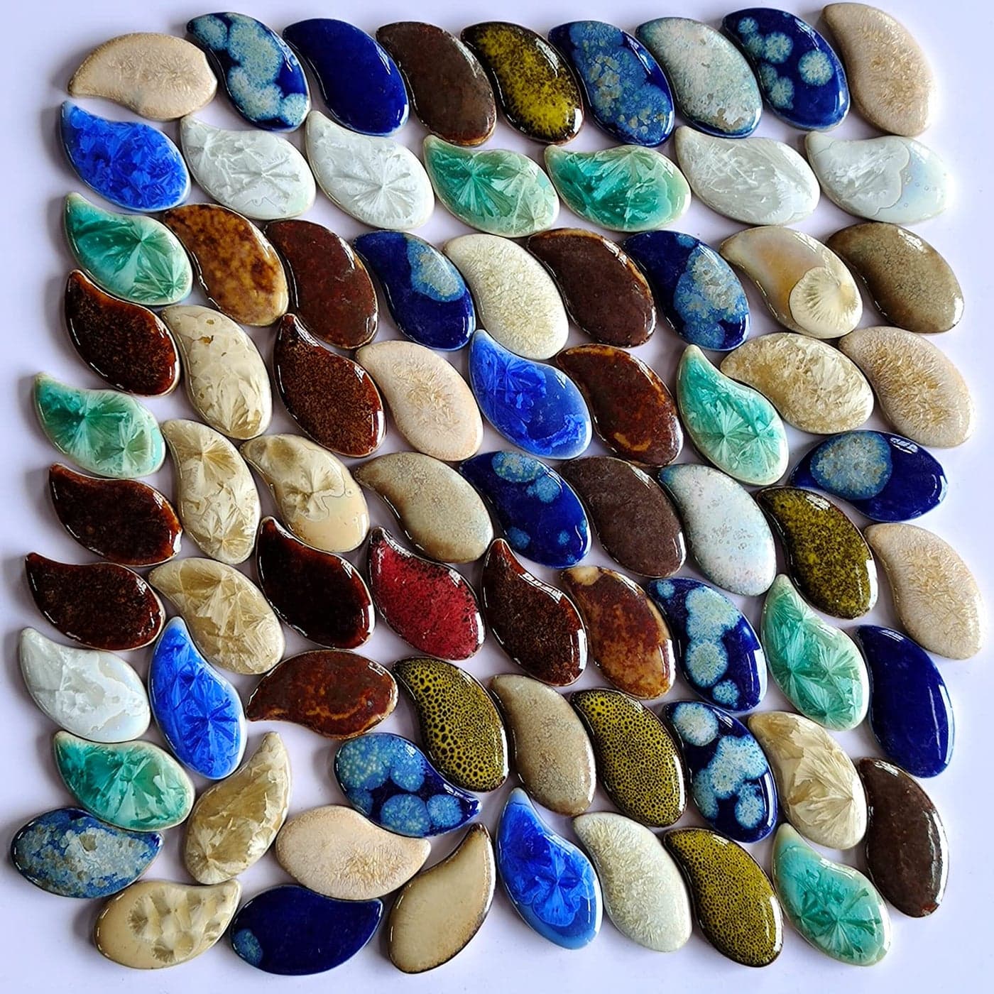 200g Ceramics Mosaic Tiles for Crafts Bulk Random Color Left and Right Raindrops Mosaic Ceramics Pieces for DIY Crafts Home Decoration20x38mm