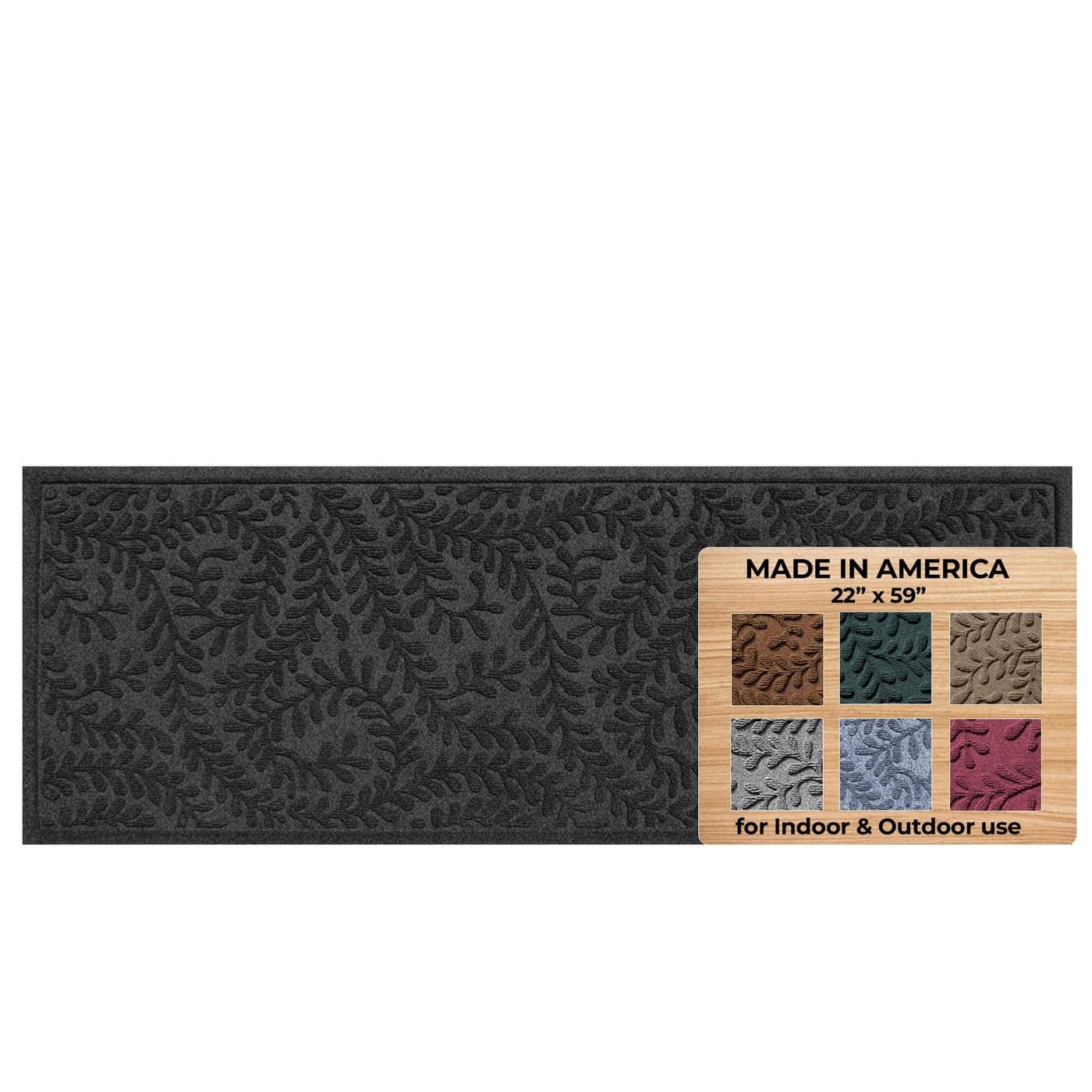 WaterHog IndoorOutdoor Door Mat 2 x 5 Made in USA Durable SkidResistant Front Door Rug Decorative WaterTrapping HeavyDuty Entryway Floor Mat for Your Home Boxwood Collection Charcoal