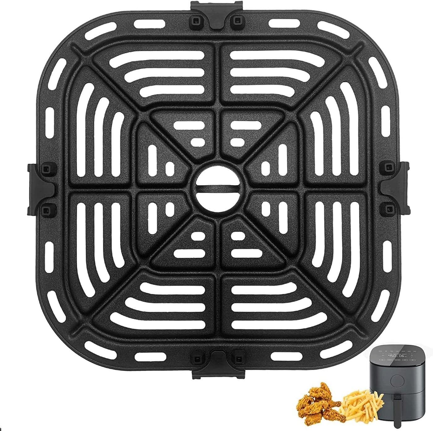 Air Fryer Grill Pan for COSORI Air Fryer Pro LE 5 Qt NonStick 823823Square Air Fryer Rack Replacement Parts Accessories Grill Plate Crisper Plate Tray with Rubber Bumpers Dishwasher Safe