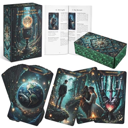 BQLXBABLT Tarot Cards with Guide Book for Beginners Original Unique Pretty Tarot Oracle Deck Set with Guidebook Standard Size 78 Cards