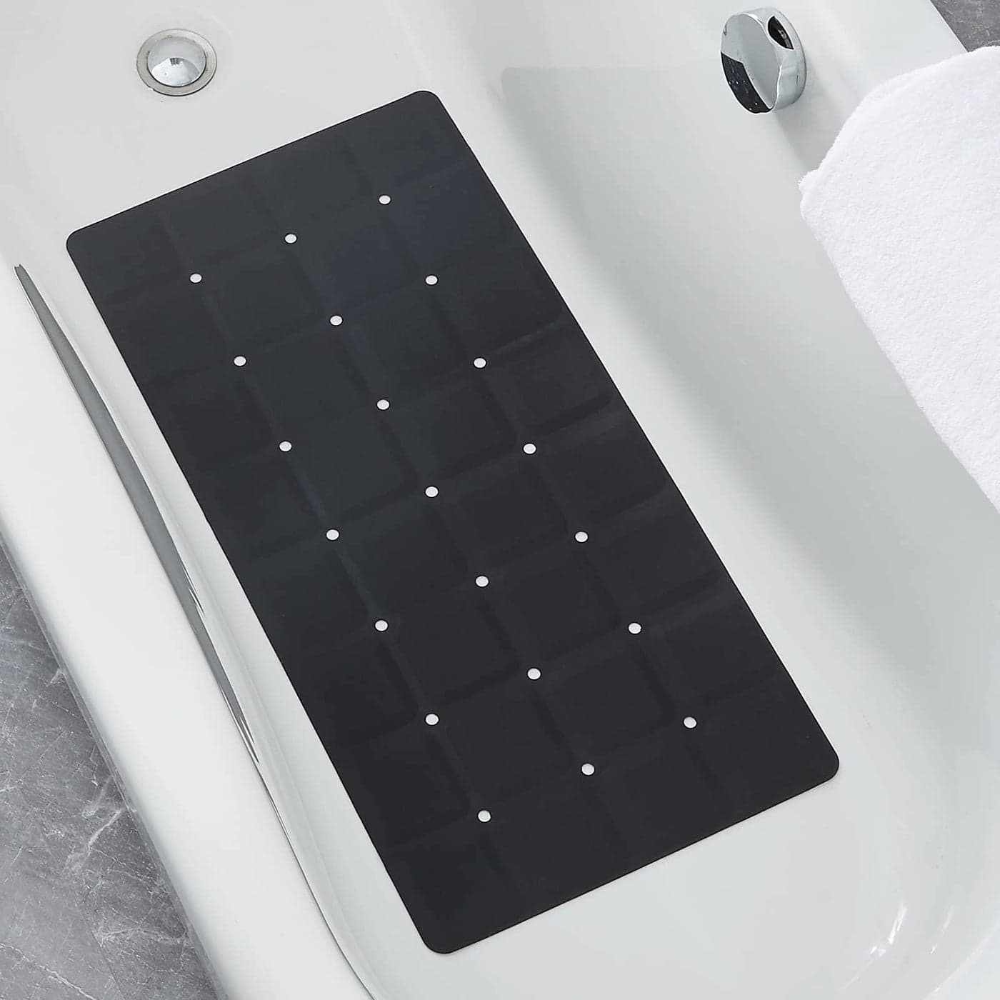 Webos Foldable Non Slip Silicon Bath Mat Bathtub mat Shower mats no Suction Cups for Textured Tub and Reglazed TubFoldable Black 28inch x 14inch