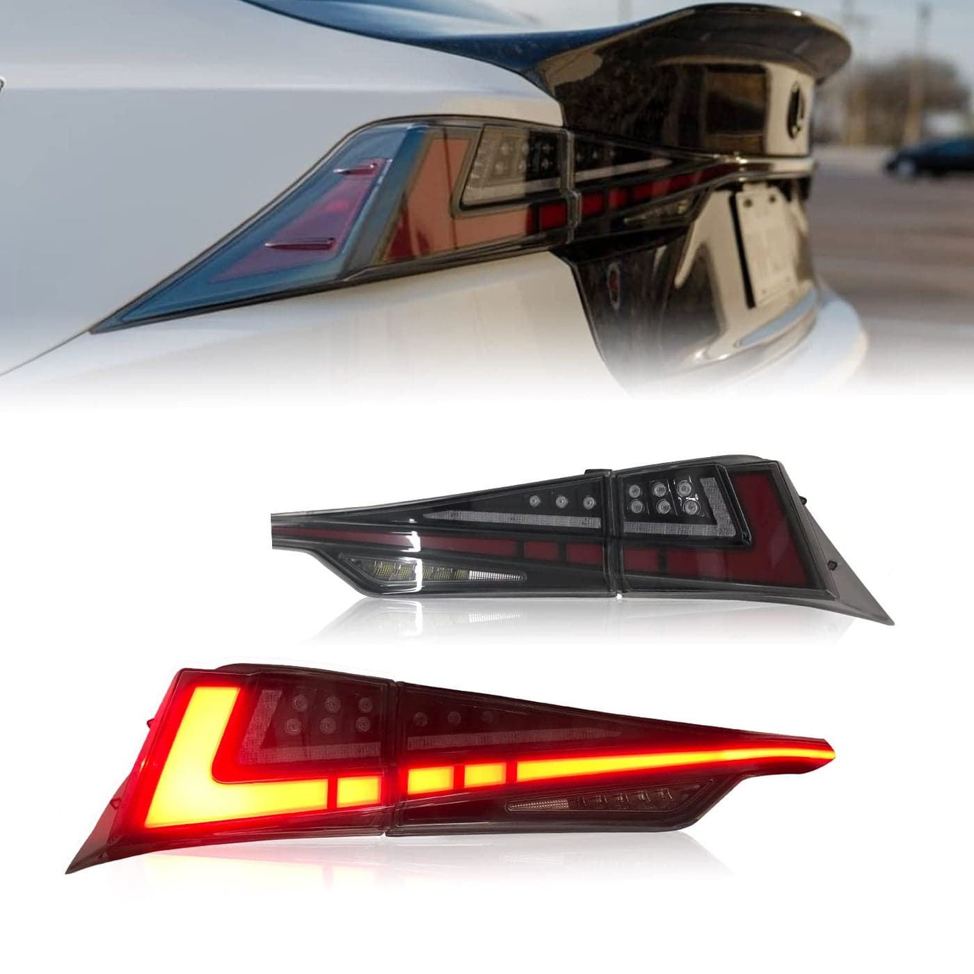 HCMOTIONZ HCmotion Tail lights Tailgate Light Assembly for 20142020 Lexus IS250 IS200T IS350 IS300Taill Lamp With Start UP Animation LED DRL lightSequential Turn SignalReverse Lights Smoked