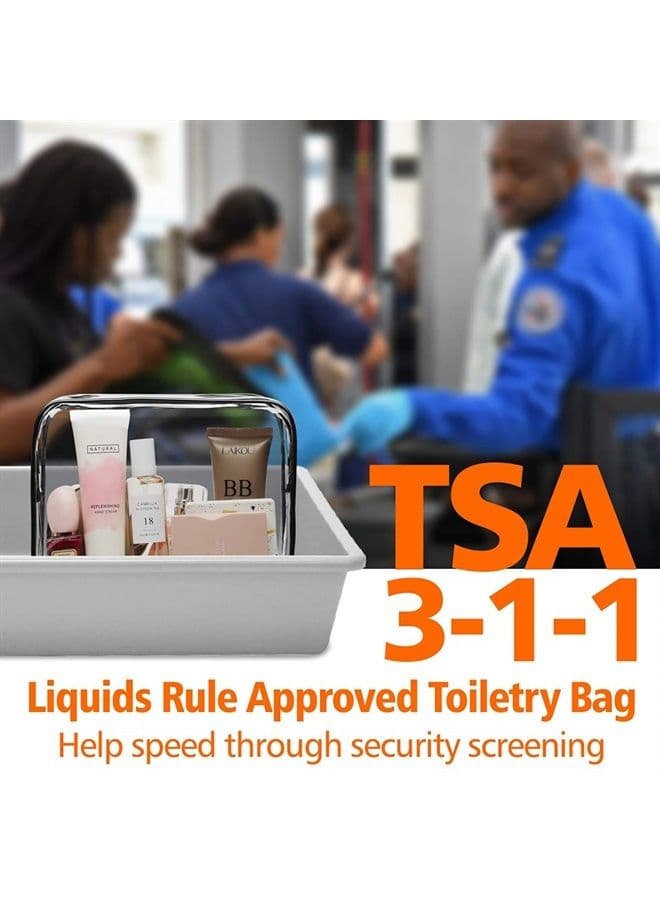 TSA Approved Toiletry Bag, Clear Makeup Bag Waterproof Quart Size Bag, Travel Makeup Cosmetic Bag for Women Men, Carry on Airport Airline Compliant Bag, 3 Pack, Black