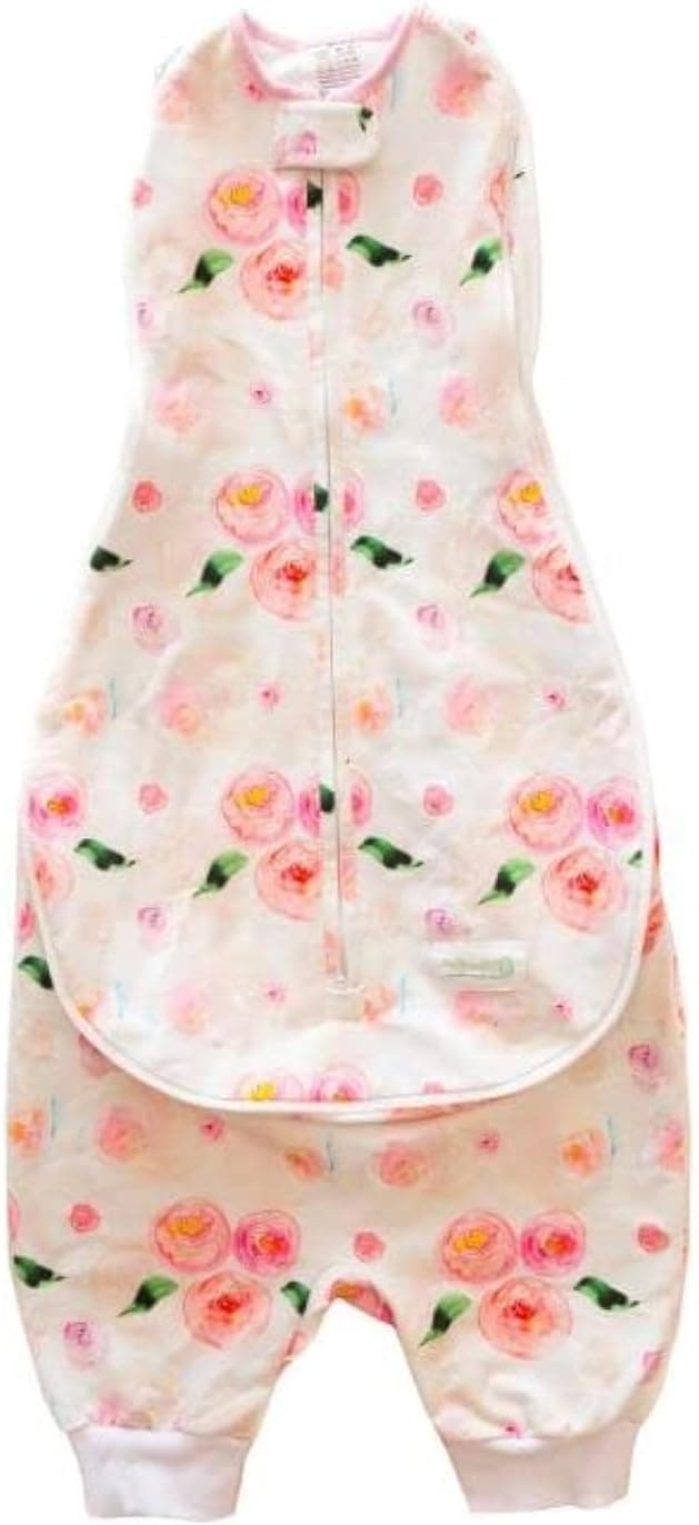 Woombie Grow with Me Baby Swaddle with Leggies Watercolor Roses 09 Months