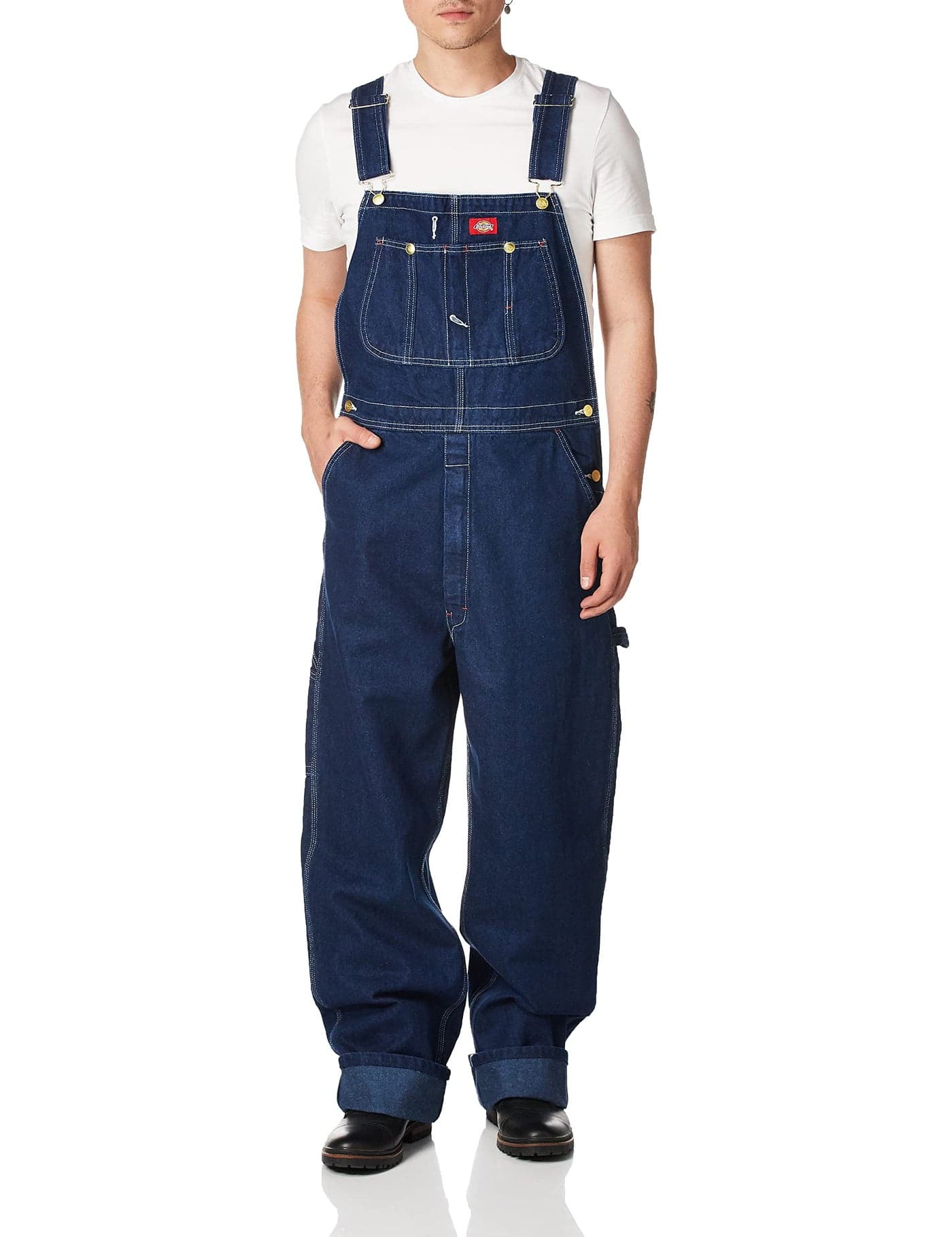 Dickies Mens Classic Bib Overalls and Coveralls Workwear Apparel Washed Indigo Blue 38W x 32L US