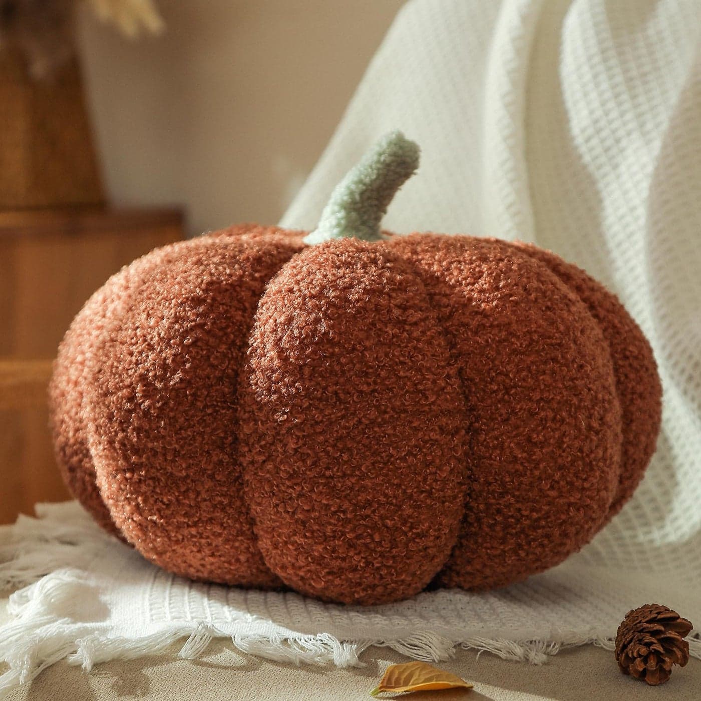 YRXRUS Halloween Pumpkin Pillows Brown Pumpkin Shaped Throw Pillows Gifts Fall Room Decoration Small Cute Halloween Pillow Teddy Fleece Small Cute 4x7 Inches Pillow for Natural Decor