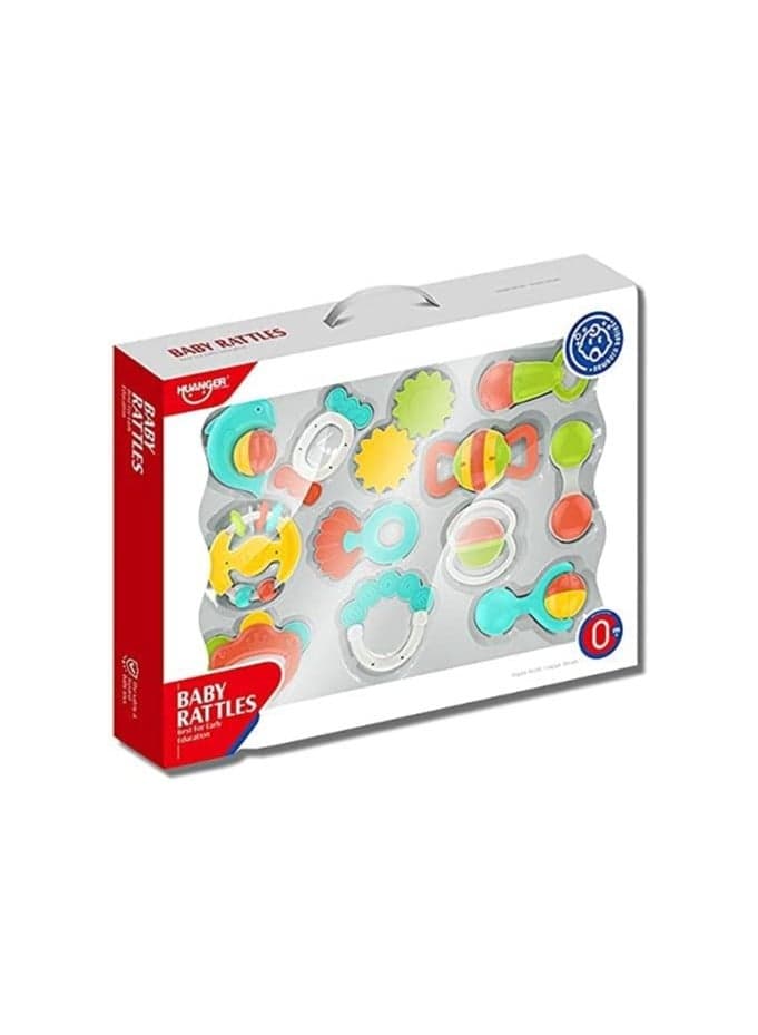 Baby Rattle Toy Infant Teething Toys, Grab and Spin Rattles Sensory Toy Set, Food Grade Silicone Material Newborn Toys Gift for Babies 0-12-24 Months Boys Girls Early Educational Toy