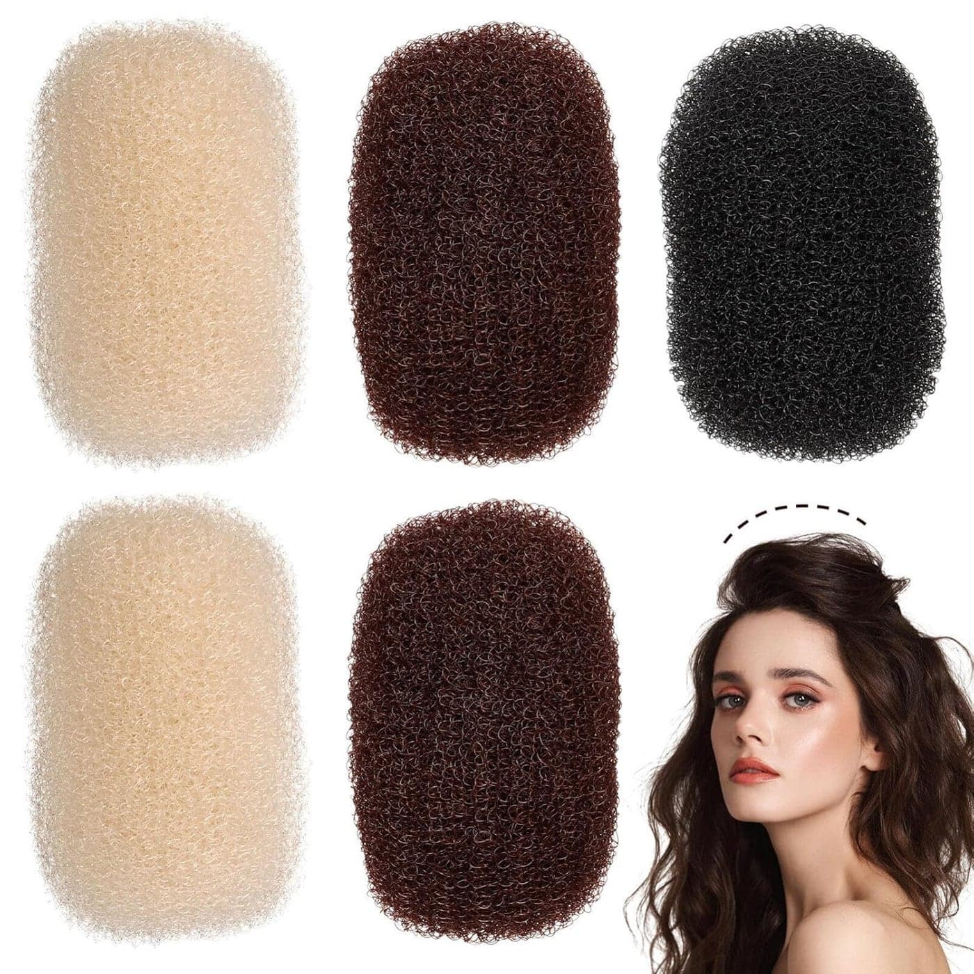 Beaupretty 5Pcs Bump It Up Hair Clip Bun Updo Hair Padding Pad Hair Beauty Styling Clamps for Women