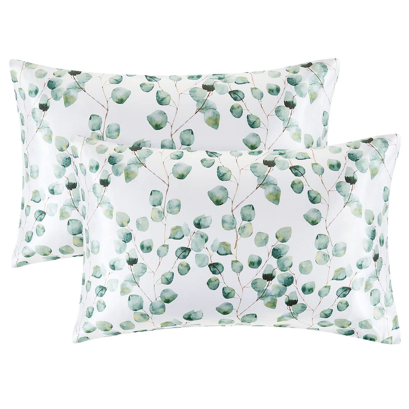 EXQ Home Satin Pillowcase Silky Satin Pillowcase for Hair and SkinSoft Cooling Printed Pillow Cases Queen Size Set of 2 Satin Pillow Case with Envelope Closure Ink Leaf