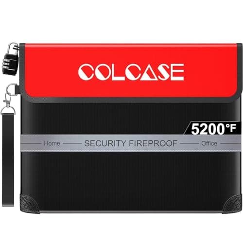 COLCASE Fireproof Document Bag with Lock 5200 Heat Insulated Waterproof and Fireproof Bag with Zipper Fireproof Bag Storage for Money DocumentsPassport and Valuables 15 x 11 inches Black