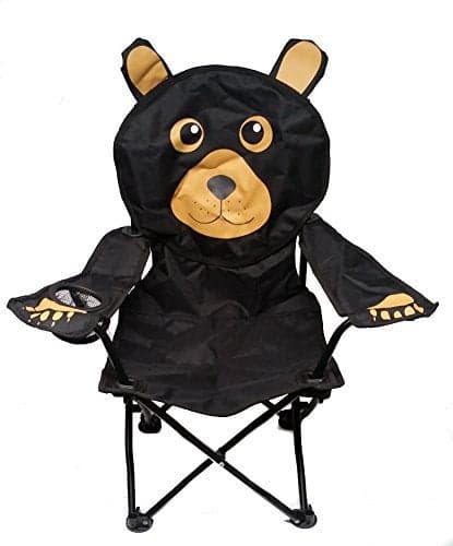 Wilcor Kids Folding Camp Chair with Cup Holder and Carry Bag Black Bear