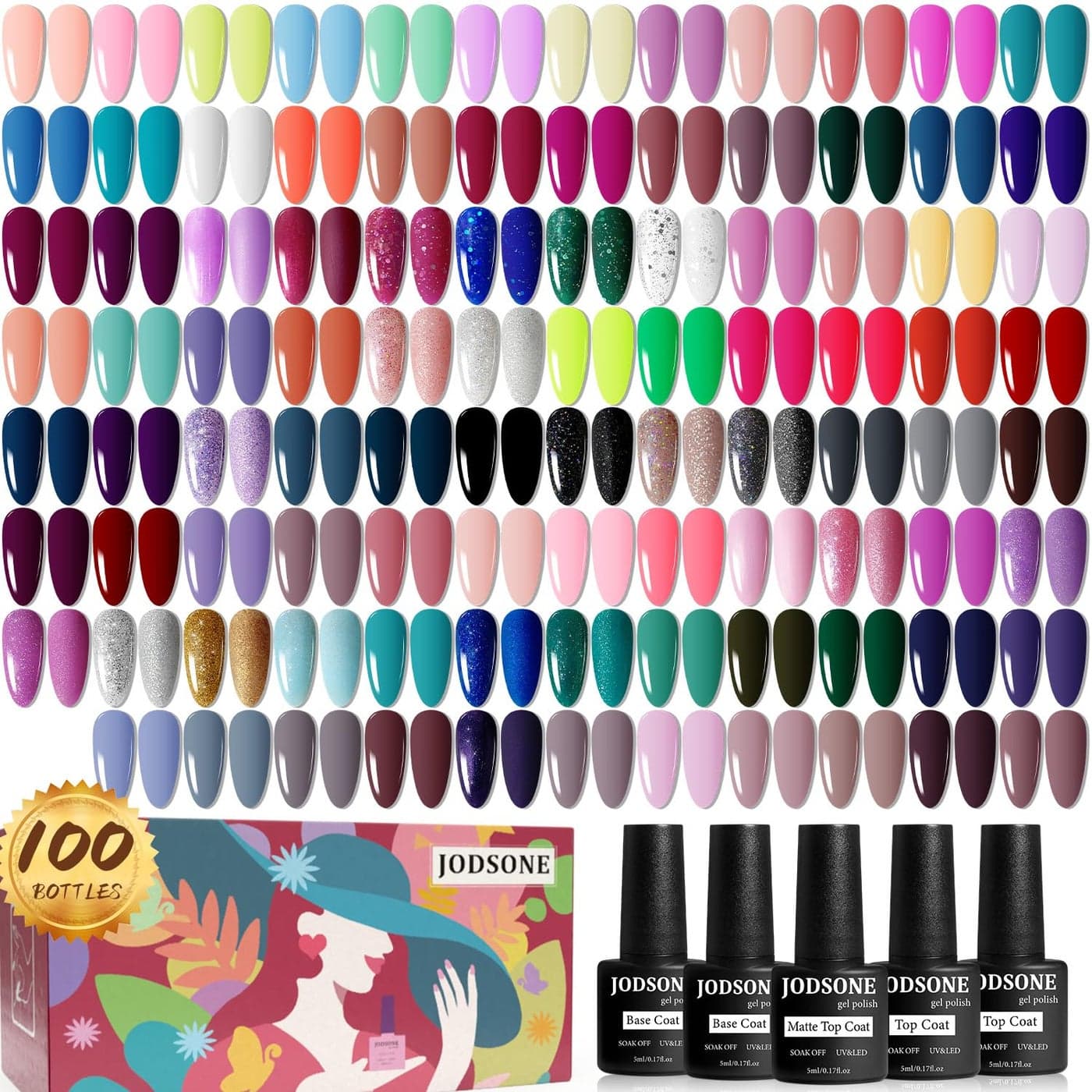 JODSONE Gel Nail Polish Starter Set 100 Pieces Multicolor Gel Nail Polish Nail Salon Home Use In Shine