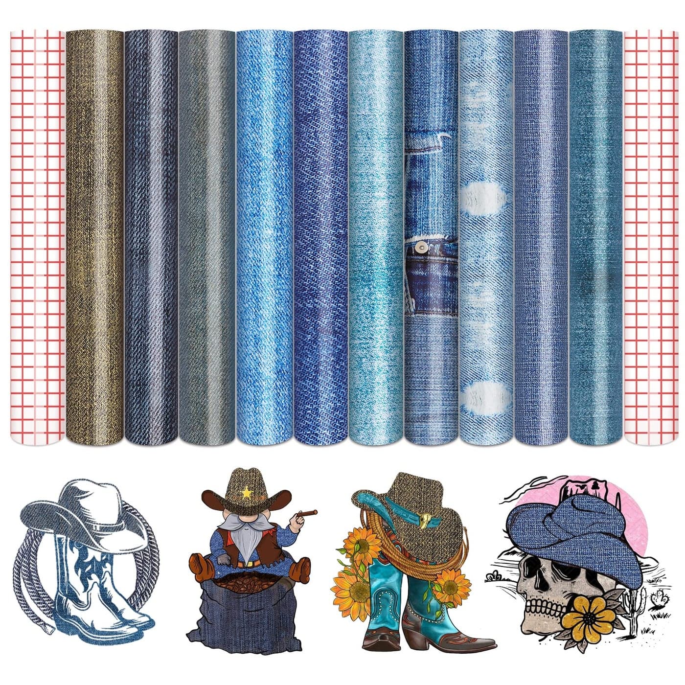 Tintnut Denim Permanent Adhesive Vinyl 10 Sheets 12x10 Blue Jeans Adhesive Vinyl Pattern Vinyl Permanent Outdoor Vinyl for Decor Sticker Self Sticker Water proofing Vinyl