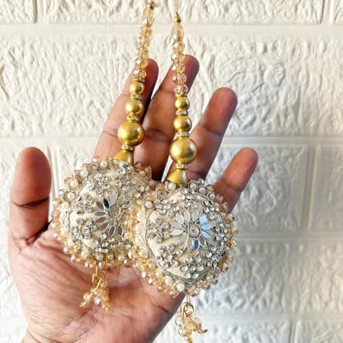 Adikala Craft Store Handmade Ethnic Latkan Tassel Set of 2 for Saree Pallu, Blouse, Suits, Dupatta, Lehenga Decor (Round Cushion)