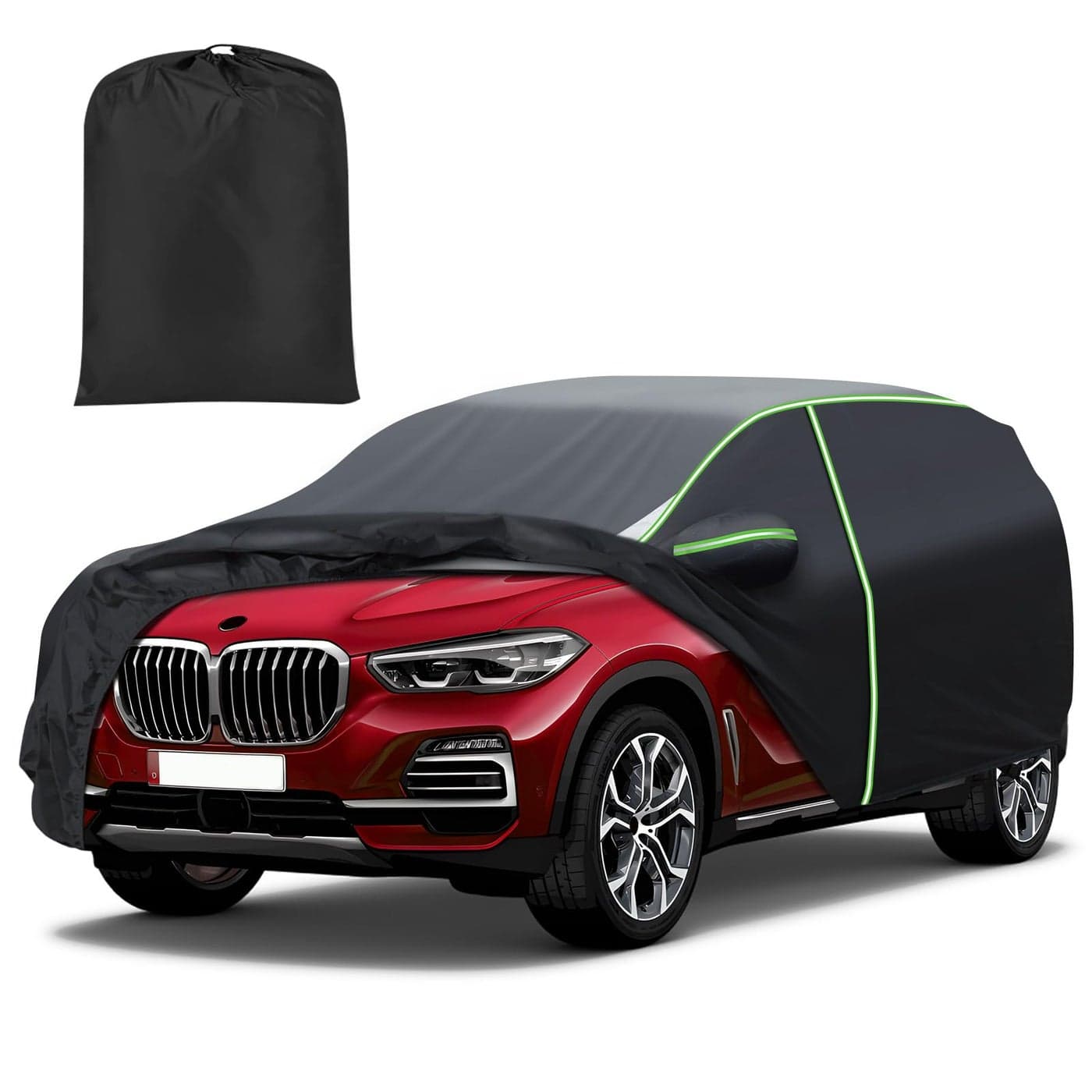 Mixsuper Liner Car Cover for BMW X5 20072026 7 Layers Waterproof Car Cover Accessories for X5 with Zipper Door Windproof Straps Reflective Strips AntiUV All Weather