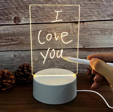 DAYANIDHI 3D Illusion Acrylic Message Note Board LED Night Light USB Message Board | Holiday Light | Includes Pen | Gift for Children, Girlfriend | Decorative Writing Board Lamp (Rectangle, 1 Pc)