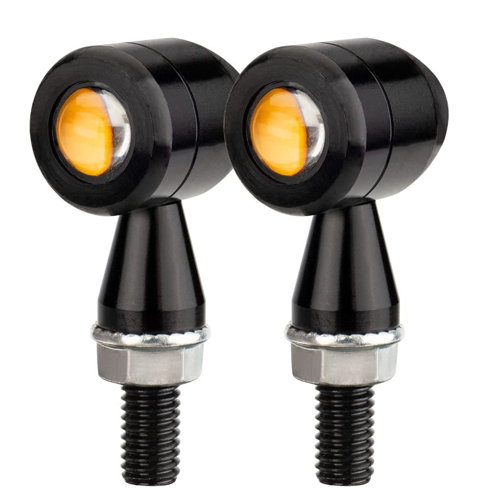 HAZAWA Micro LED Motorcycle Turn Signals Mini Blinkers Small Front Rear Indicator Compatible with Harley Davidson Honda Kawasaki Suzuki Triumph Yamaha Cruiser Choppers Street Bike Style A