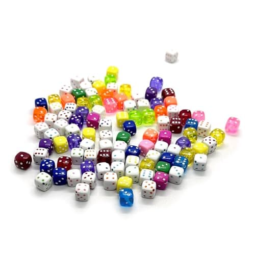 120PCS Colorful Dice Beads Fun Acrylic Bead for Bracelets Translucent Multicolor Beads for Jewelry Making Dice Spacer Cube Loose Beads for Bracelet Necklaces Lanyard DIY Handicrafts
