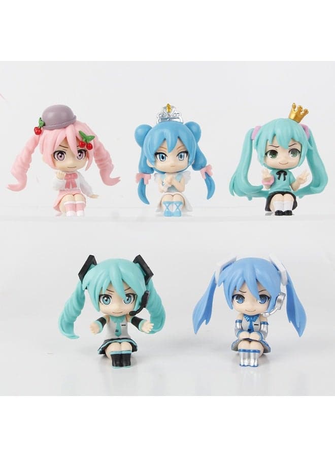 5pc Anime New Hatsune Mikuu Action Figure 7-8.5cm