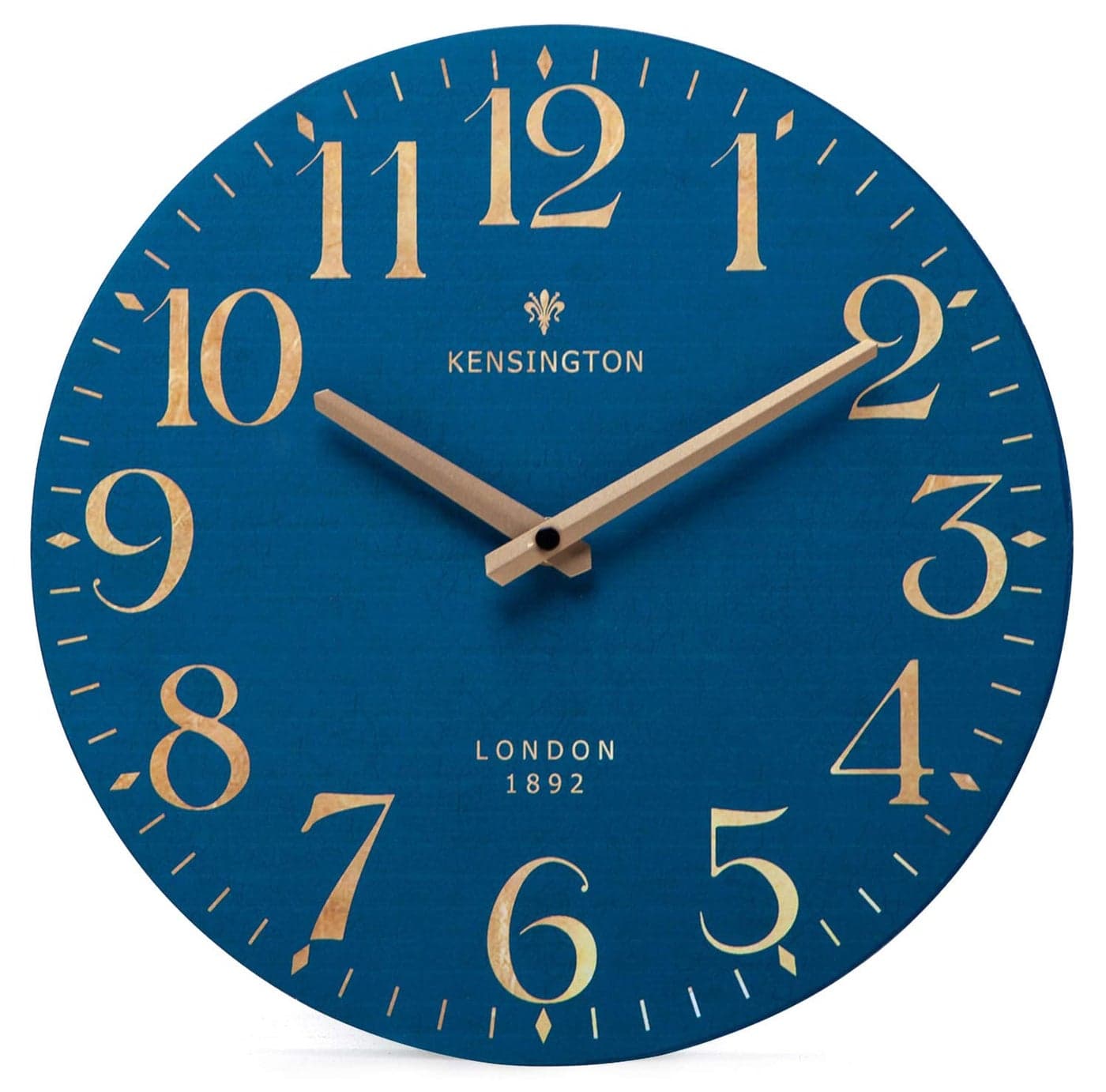 NIKKY HOME Navy Blue Wooden Wall Clock 12 Inch Battery Operated Silent Non Ticking Clock Decor for Kitchen Living Room Bathroom Office