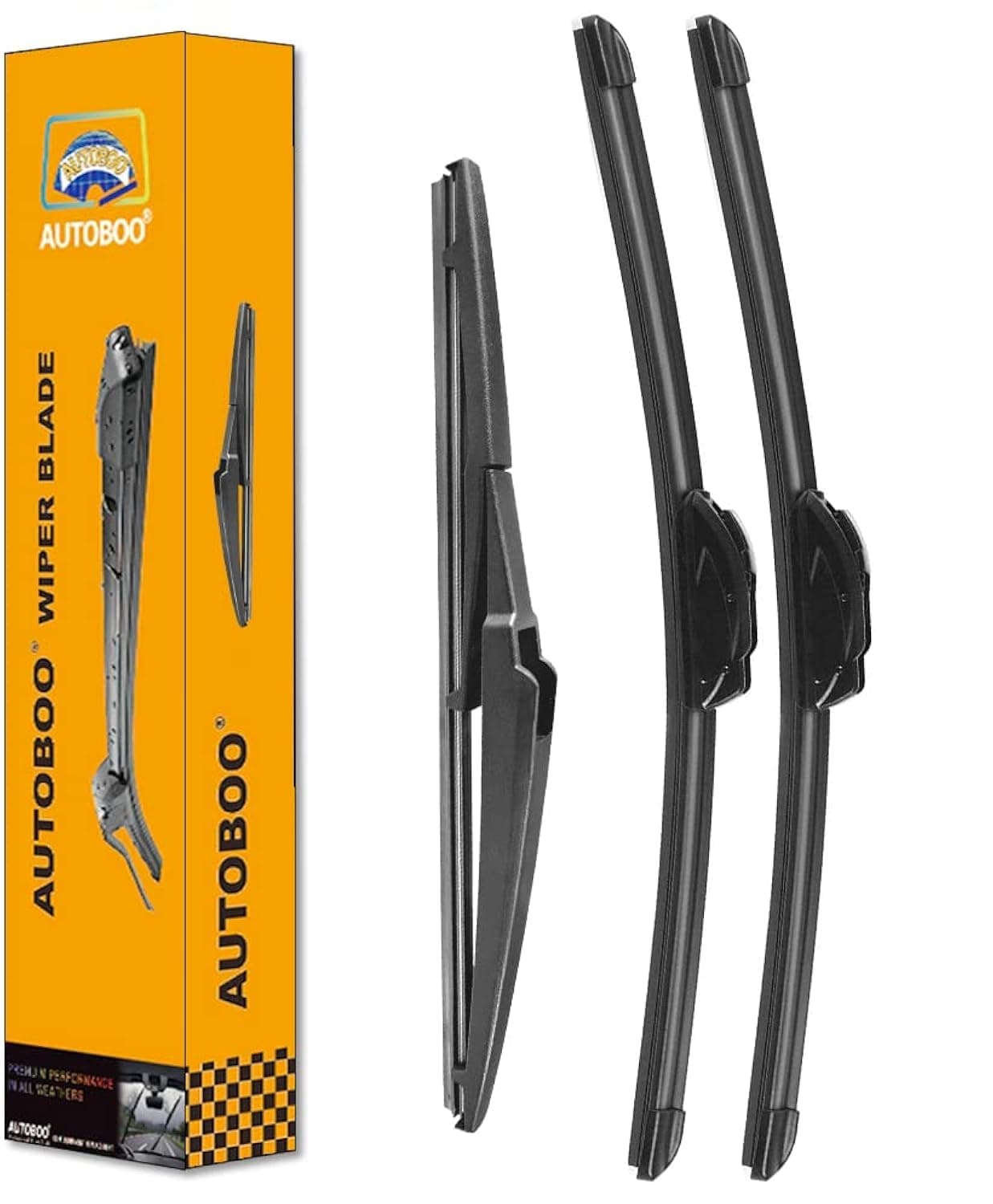 AUTOBOO 2417 Windshield Wipers with 12 Rear Wiper Blade Replacement for Toyota Rav4 2006 2007 2008 2009 2010 2011 2012 Original Factory Quality Pack of 3