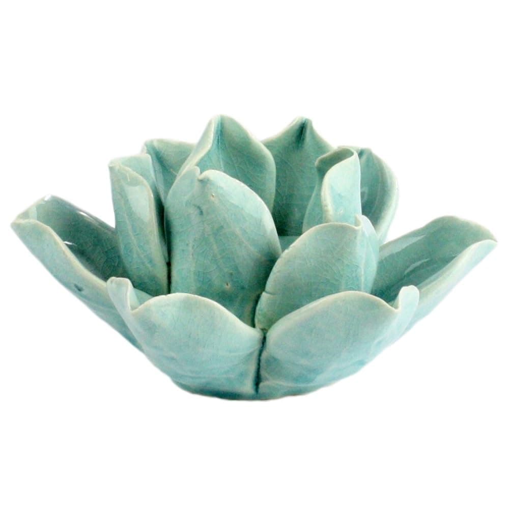 HomArt 763714 Lotus Tea Light Holder Teal