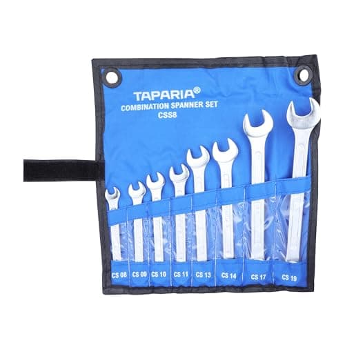 Taparia CSS8 Steel 8 to 19 Combination Spanner Set (Silver, Pack of 8), Flat end