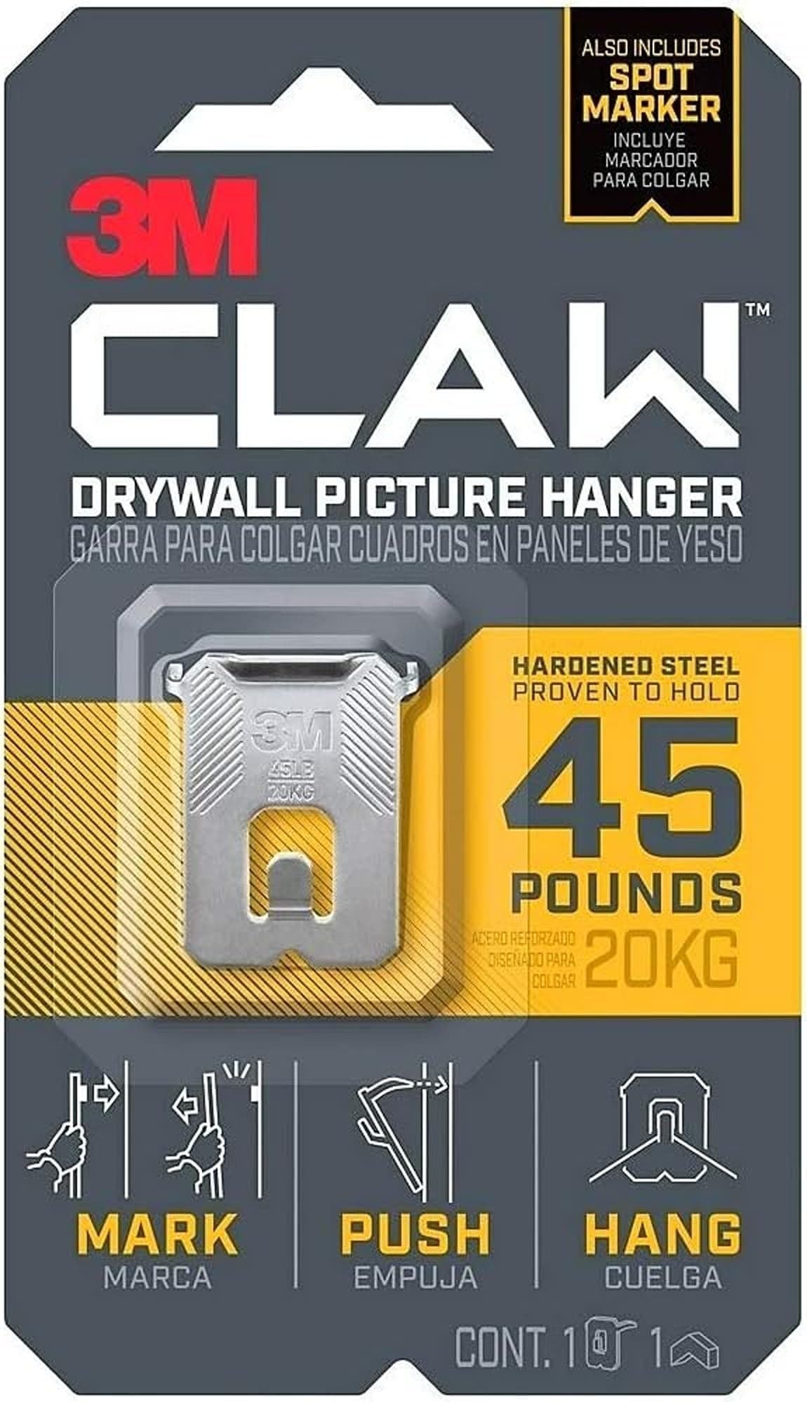 3M CLAW Strong Durable Drywall Picture Hanger (45 LB)