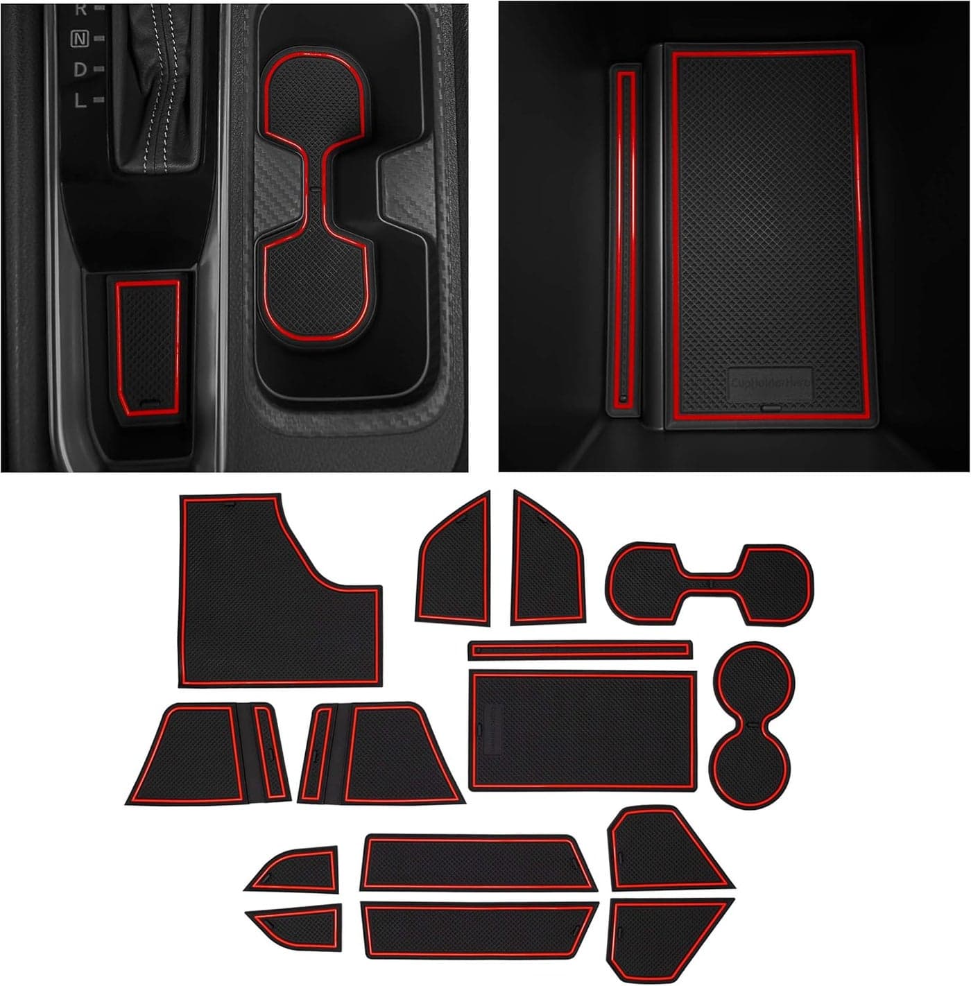 CupHolderHero Premium Custom Interior Non-Slip Cup Holder Inserts for Nissan Sentra 2020-2023 - 16pc Set (Red Trim)
