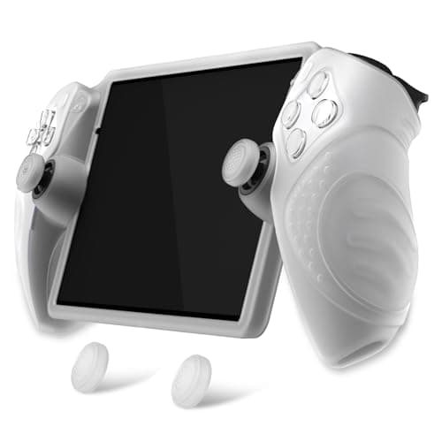 PlayVital Design for PS Portal Cover, Guardian Edition Silicone Protective Case for PS Portal Remote Player with Thumb Grips - Shockproof, Anti-Slip Grip Accessories - Clear White