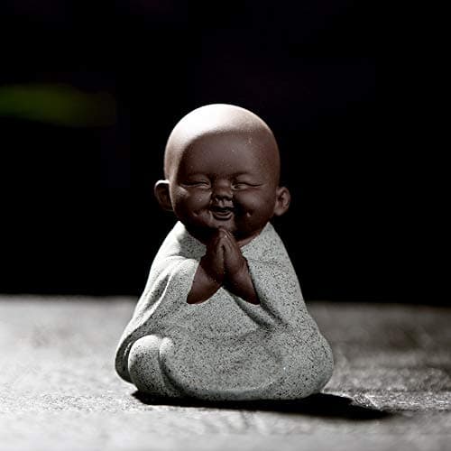 Kingzhuo Ceramic Cute Buddha Statue Monk Figurine Creative Baby Crafts Dolls Ornaments Gift Classic Delicate Ceramic Arts and Crafts Tea Accessories Small Adorable Gift Best Wishes Present