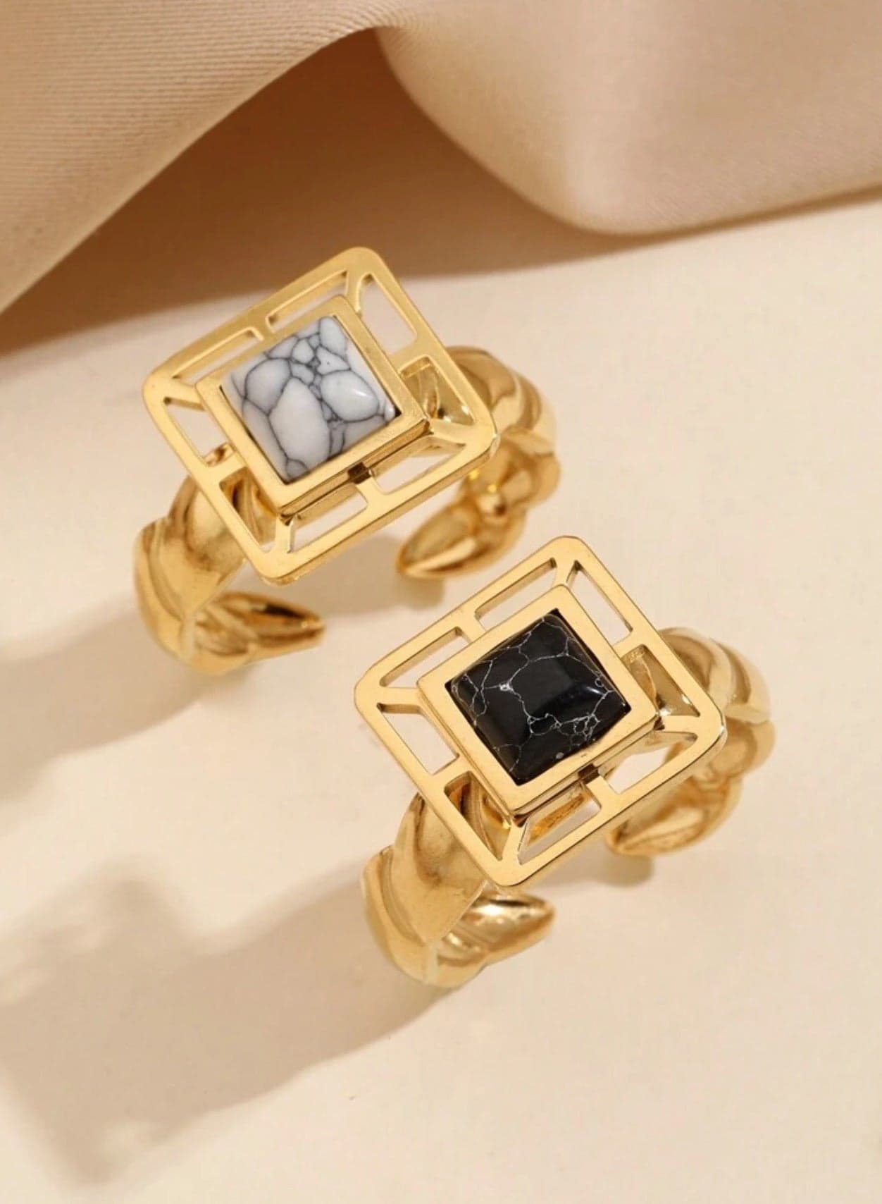 2pcs Of Elegant High Quality Stainless Steel Rings For Women One Size