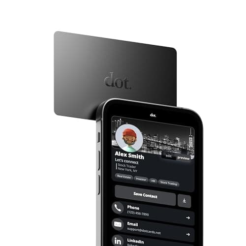 dot. Card - Digital Business Card - Tap Compatible with iPhone & Android (Black)