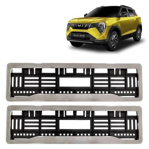 KINGSWAY® XUV 3XO Car Number Plate Frames Chrome for All 2024 Onwards Models of Mahindra Car Registration Plate Holders, Licence Plate Covers (Front and Rear), Universal Size 51.5 x 14.5 cm