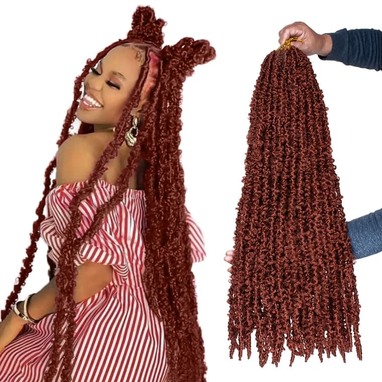 ZRQ Butterfly Locs Crochet Hair 30 Inch 6 Packs Cooper Red Distressed Faux Locs Prelooped Synthetic Crochet Braids Extended Soft Locs For Women Extensions 30 Inch350