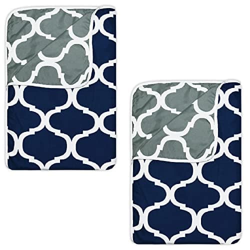 Divine Casa Microfiber All-Weather 120 GSM Printed Lightweight Reversible Design Set of 2 Single Bed AC Dohar Blanket - (Dark Blue and Grey, 140 x 210 CM)| TC - 120