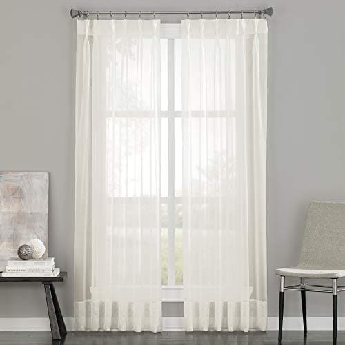 Curtainworks Soho Voile Sheer Pinch Pleat Curtain Panel, 29 by 63", Oyster