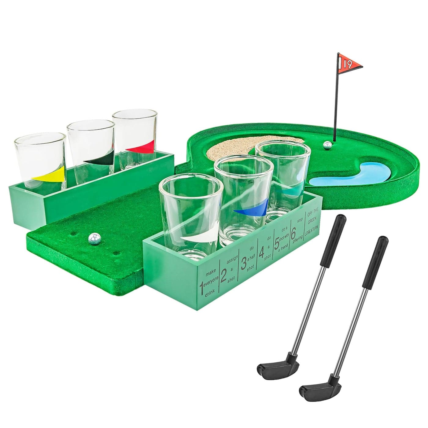 Fairly Odd Novelties Miniature Golf Drinking Game Set Standard Green 175oz Glasses Ultimate Tabletop Fun for Golf Enthusiasts Party Lovers