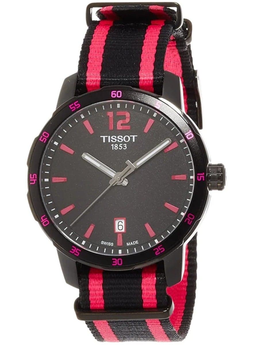 Quickster Black Dial Black and Hot Pink Nylon Ladies Watch