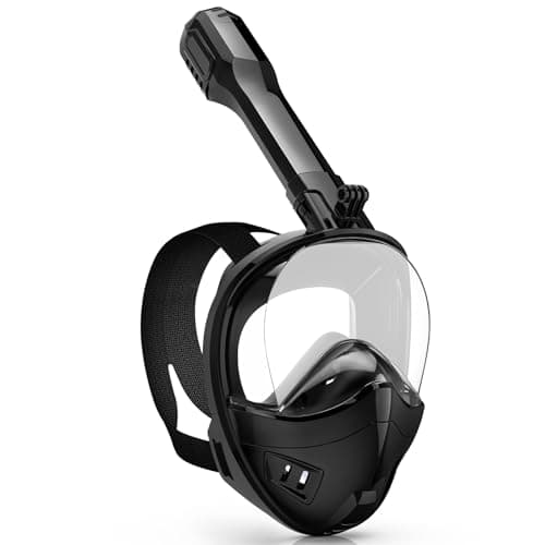Full Face Snorkel Mask, Snorkeling Gear for Adults Kids with Latest Dry Top Breathing System and Detachable Camera Mount, with 180 Degree Panoramic View