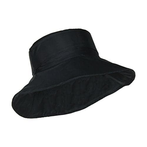 Black Packable Bucket Rain Hat w/ Buckle, 3.5 inch Wide Brim