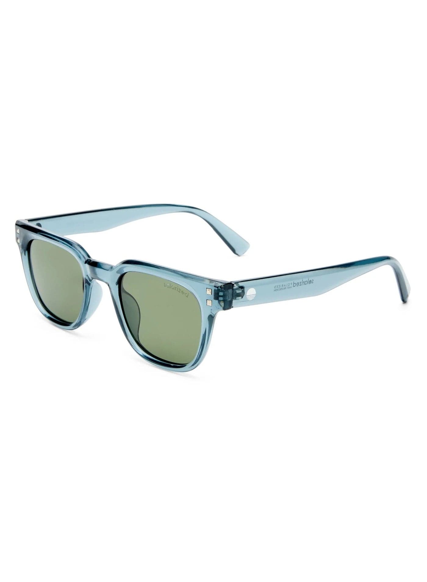 RIVET SQUARE Sunglasses in STEEL BLUE – Modern Square Frame UV400 Shades, ightweight Stylish Eyewear with Vintage Rivet Detail, Dailywear Sunglasses
