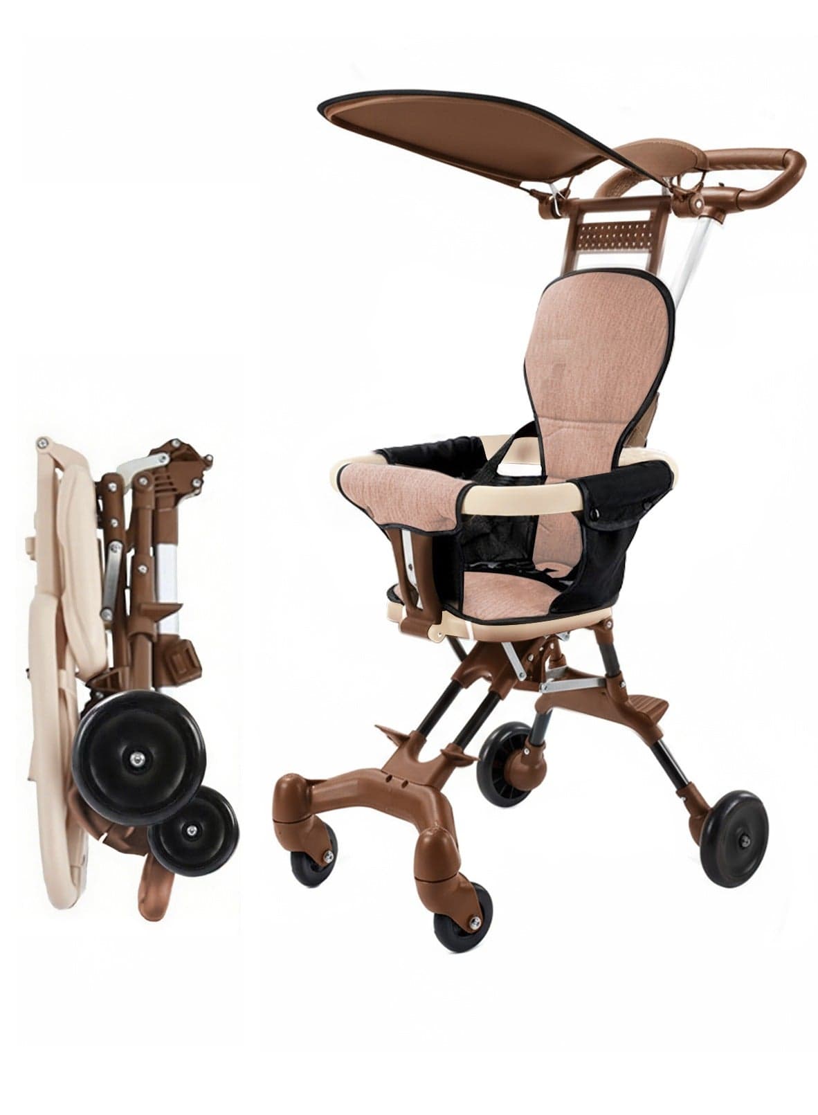 Convenience Lightweight Portable Foldable Toddler Stroller, Baby Stroller, Airplane Stroller, Travel Stroller with 360°-wheel, Sunshine Canopy, Pad, Two-Way Push