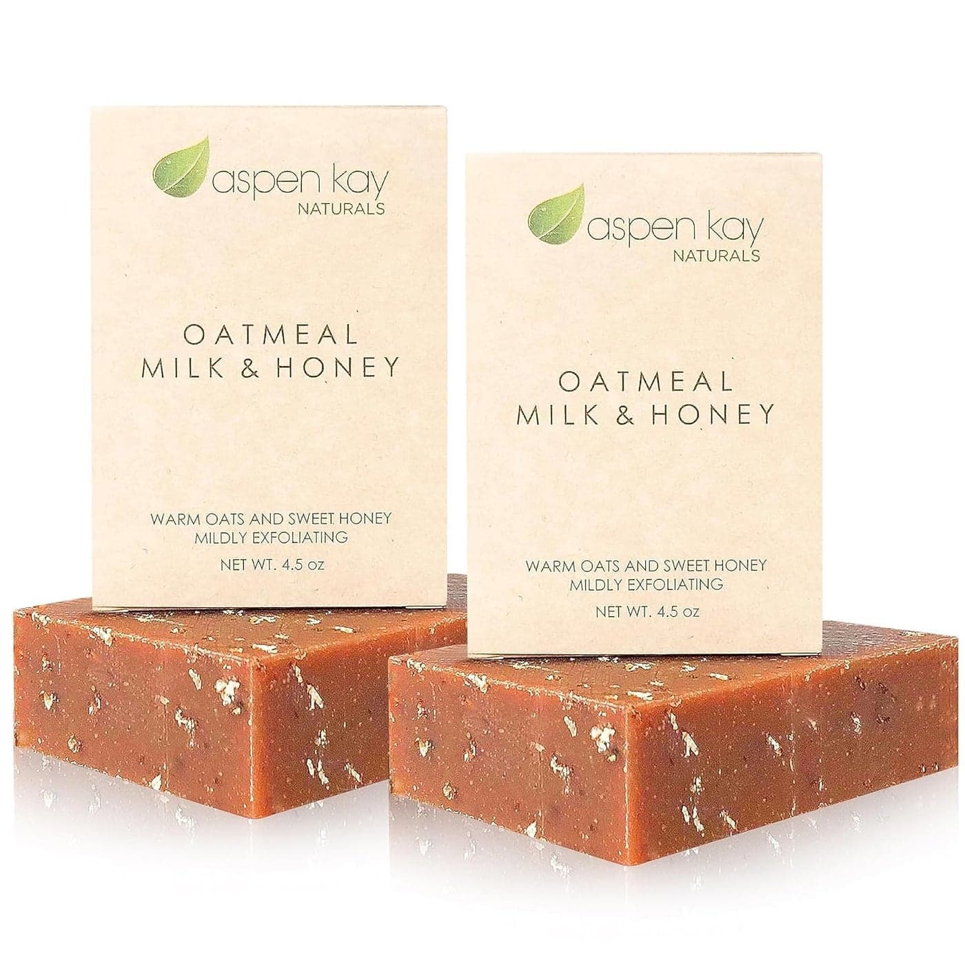 Aspen Kay Naturals Handmade Oatmeal Soap Bar for Face Body Made with Organic Raw Honey Goats Milk Organic Shea Butter Exfoliating Soap For All Skin Types Made in the USA 45 oz