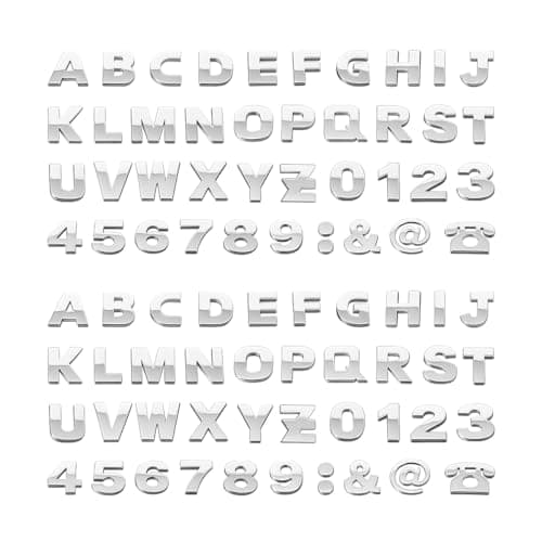 BESULEN 80PCS Car Emblem Letters Stickers 3D Number Symbol Waterproof SelfAdhesive Vehicle Tailgate Badge Decals Auto Exterior Side Rear Trunk Decor Universal for Truck Sedan SUV